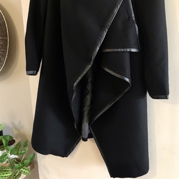 Custom Designed & Tailored Wool / Leather Coat, Size S - Picture 6 of 14
